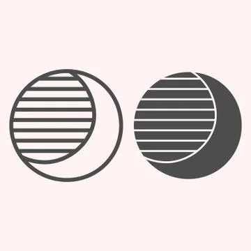 Solar eclipse line and glyph icon. Satellite shadow and sun. Astronomy vector Stock Illustration