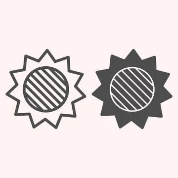 Solar eclipse line and glyph icon. Full lunar spot on sun in skyscape. Astronomy イラスト素材