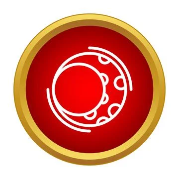 Solar eclipse line icon on red circle Stock Illustration