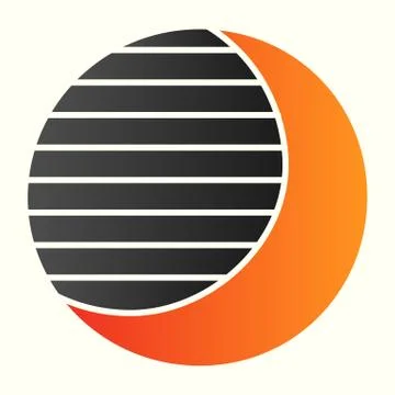 Solar eclipse line icon. Satellite shadow and sun. Astronomy vector design Stock Illustration
