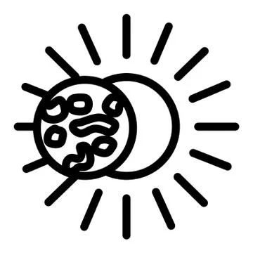 Solar eclipse line icon. Total eclipse vector illustration isolated on white Stock Illustration