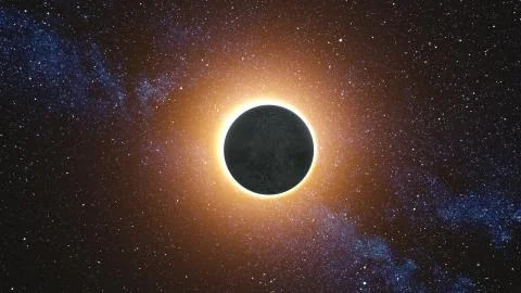 Solar Eclipse by a Lunar event with Ring of Fire Foto stock