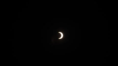 Solar Eclipse Moon and Crescent Sun Astrophotography Stock Footage 341949170
