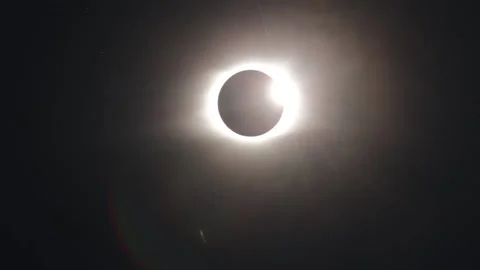 Solar Eclipse Moon Fully Covers Sun Stock Footage 170386912