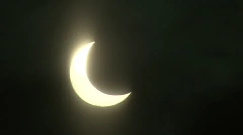  Solar eclipse, the moon obscured the sun, running clouds Stock Footage 10825420