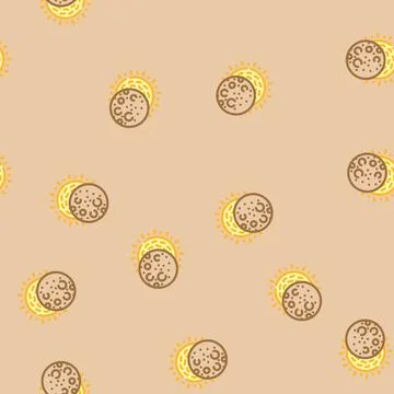 Solar eclipse natural phenomena vector seamless pattern Stock Illustration