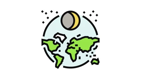 Solar eclipse navigation geographical color icon animation Stock Footage 326117452