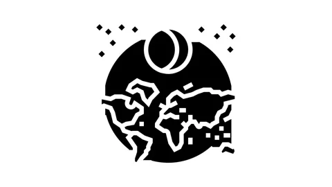 Solar eclipse navigation geographical glyph icon animation Stock Footage 326144291
