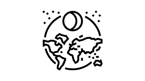Solar eclipse navigation geographical line icon animation Stock Footage 326124708