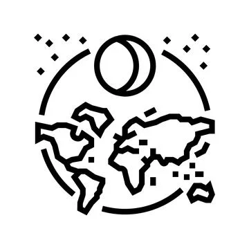Solar eclipse navigation geographical line icon vector illustration Stock Illustration