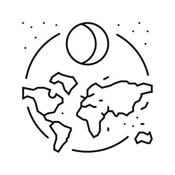 Solar eclipse navigation geographical line icon vector illustration Stock Illustration