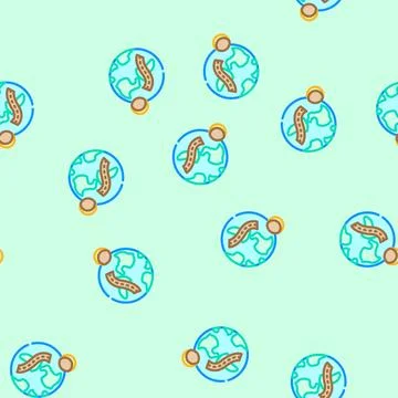 Solar eclipse navigation geographical vector seamless pattern Stock Illustration