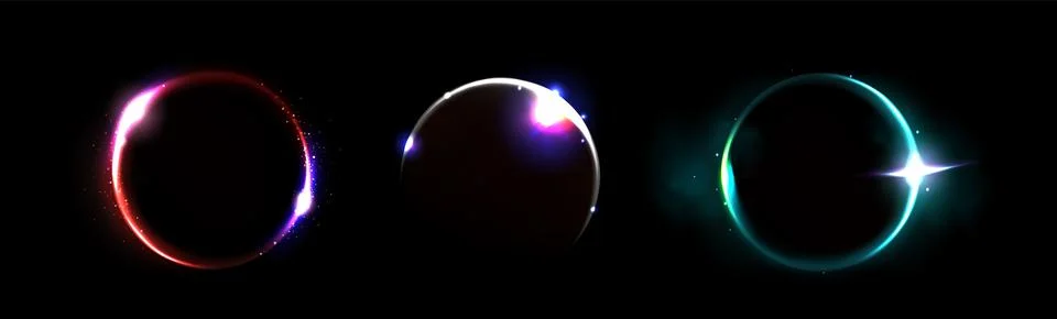 Solar eclipse neon light effect. Stock Illustration