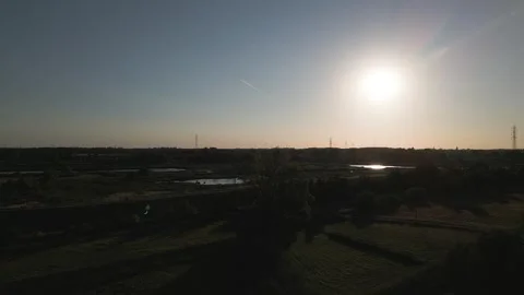 Solar eclipse over Mechelen Belgium countryside landscape Stock Footage 346352759