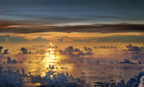 Solar Eclipse over sea, South China Sea, Palawan, Philippines Stock Photos