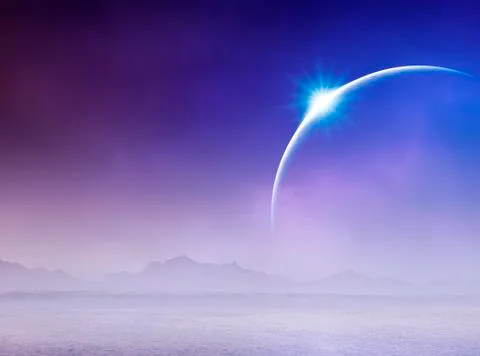 Solar eclipse over seascape Ilustração Stock