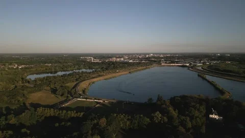 Solar Eclipse Over Water Reservoir Near Mechelen Belgium Stock Footage 346352570