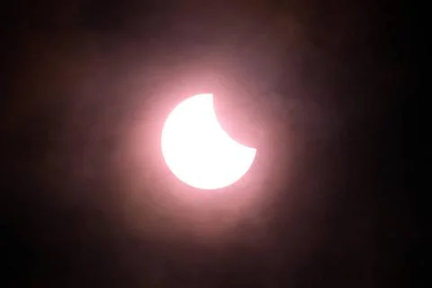  Solar Eclipse A Partial Solar Eclipse as seen from Essex in the South Eas... Stock Photos