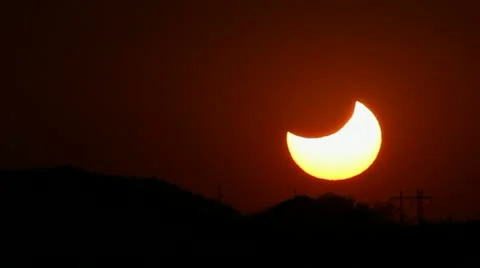 Solar Eclipse Partial Sunset Time Lapse Stock Footage 11053207