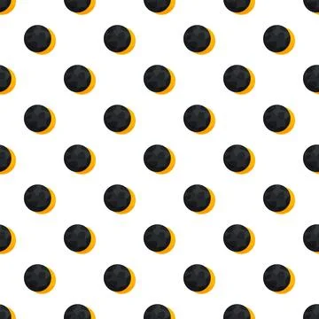 Solar eclipse pattern with moon passing sun seamlessly Stock Illustration