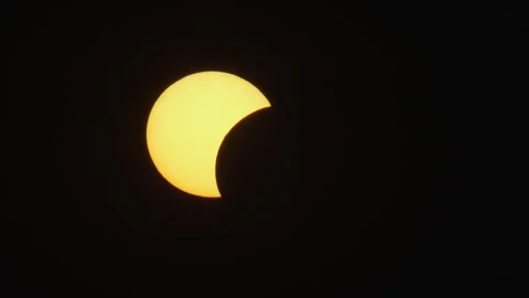 Solar eclipse phases captured from a specific location during daylight hours Stock Footage 342175212