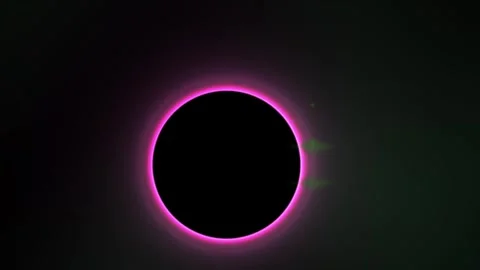 Solar eclipse with pink ring in space. Vídeo Stock 336256741