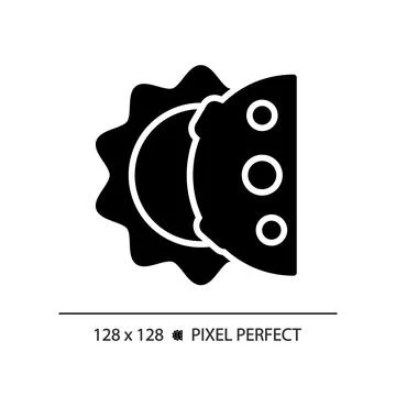 Solar eclipse pixel perfect black glyph icon Illustrazione stock