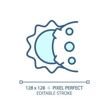 Solar eclipse pixel perfect light blue icon Stock Illustration