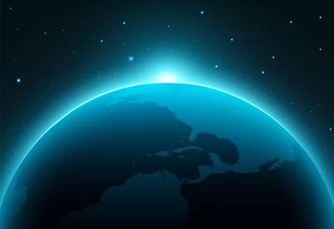 Solar eclipse planet earth space horizon. Earth planet world vector globe Stock Illustration