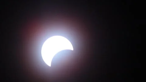Solar Eclipse Progression Daytime Stationary Shot Stock Footage 280141946