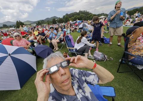 The solar eclipse in Rabun Gap, Georgia, USA. - 21 Aug 2017 Stock Photos