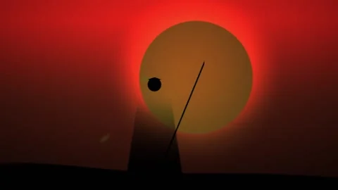 Solar Eclipse with Radio Telescope Silhouette. Stock Footage 335115717
