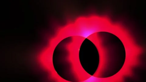 Solar Eclipse Red Glowing Black Holes. Stock Footage 335427442