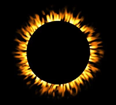 Solar eclipse, round fire frame. Stock Illustration