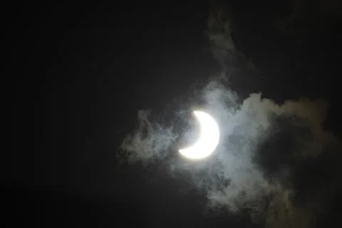 Solar eclipse in Santa Clara del Mar , Buenos Aires province , Argentina Stock Photos