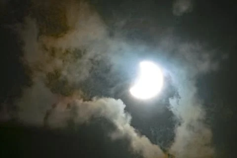 Solar eclipse in Santa Clara del Mar , Buenos Aires province , Argentina Stock Photos