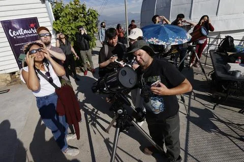 Solar eclipse in Santiago, Chile - 02 Oct 2024 Stock Photos