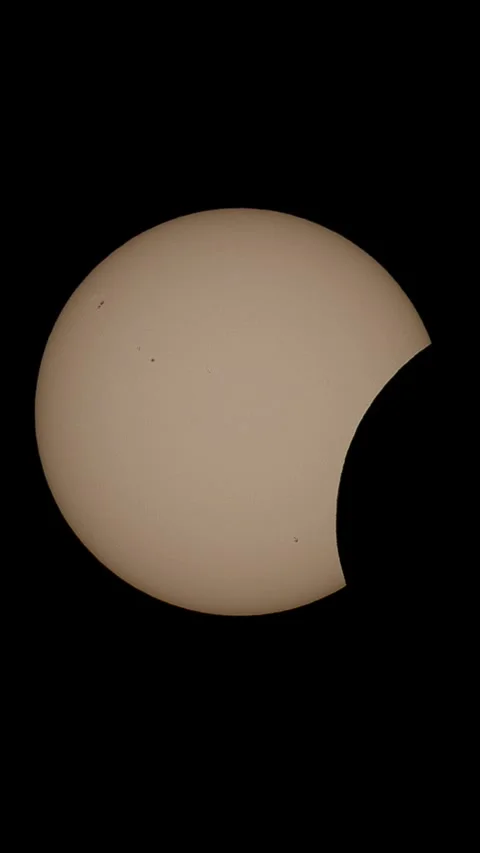 Solar eclipse sequence showing different phases. MADRID, SPAIN - AUGUST 12, 2026 Stock Footage 342584679