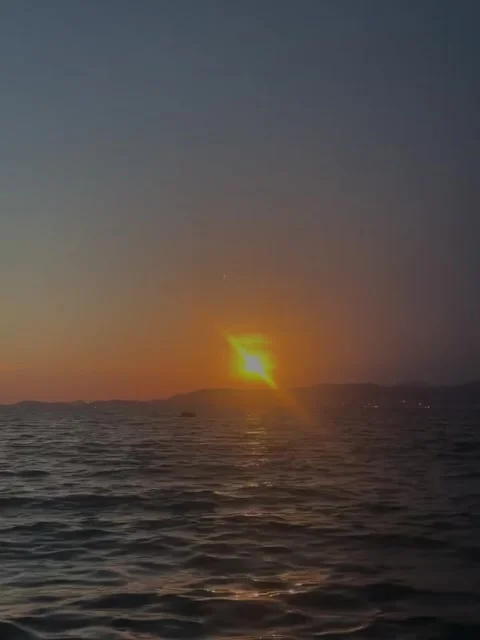 Solar Eclipse Setting Over Ocean Horizon at Sunset Stock Footage 342265506