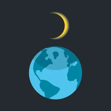 Solar eclipse with shadow on planet earth Stock Illustration