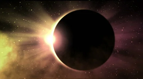 Solar eclipse simulation with time lapse clouds Stock Footage