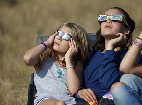 The solar eclipse in Sisters Oregon, USA - 21 Aug 2017 Stock Photos