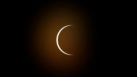 Solar eclipse a small crescent moon covers the sun 3d-rendering イラスト素材