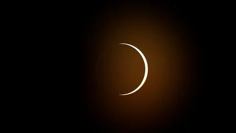 Solar eclipse a small crescent moon covers the sun 3d-rendering イラスト素材