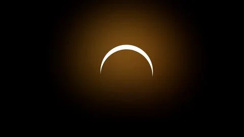 Solar eclipse a small crescent moon covers the sun 3d-rendering Ilustração Stock