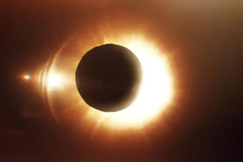 Solar eclipse in space, photorealistic illustration Ilustração Stock