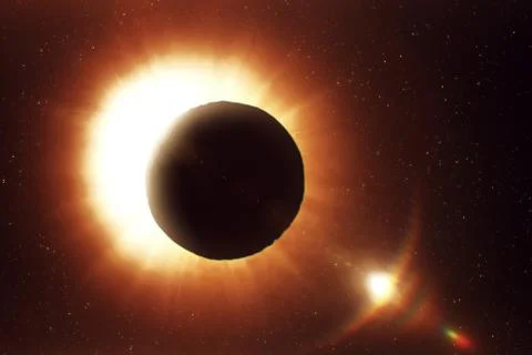 Solar eclipse in space, photorealistic illustration Stock Illustration