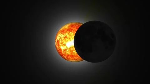 Solar Eclipse with Sun and Moon in Dark Space celestial. Bright sun and sil.. Stock Footage 321591194