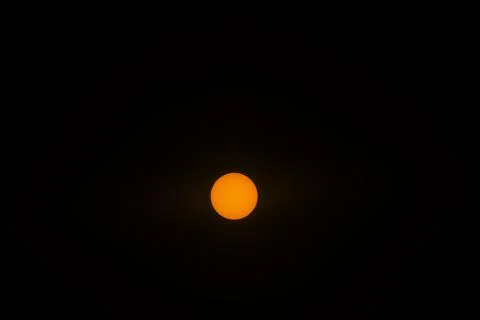 Solar eclipse sun disk on 12 august 2026 over Lleida, Spain Stock Photos