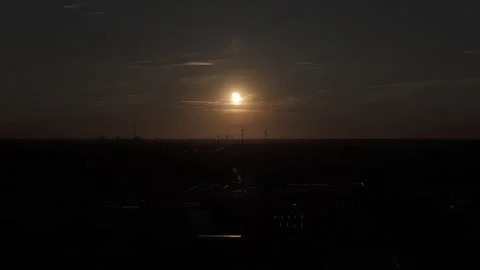 Solar Eclipse Sun With Lens Flare Over Horizon Aerial 스톡 동영상 343157482